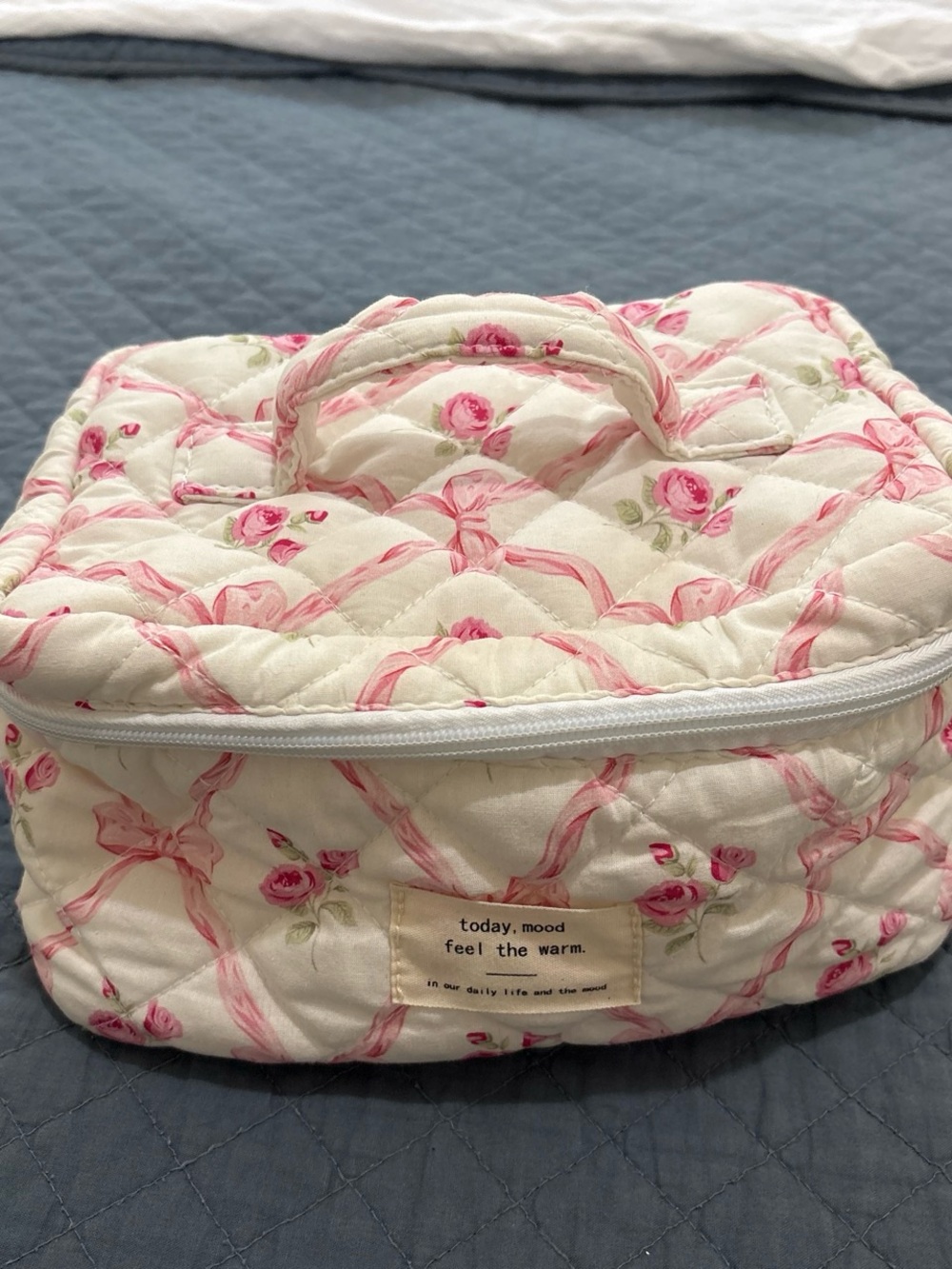 Floral Quilted Cosmetic Case - Pink Floral